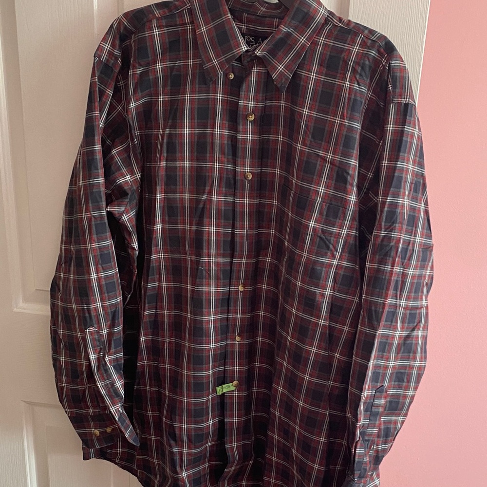 Jos. A. Bank Red and Blue Plaid Button-Down Shirt